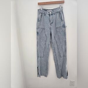 F Project Straight Leg Cargo Jeans with Exposed Ankle Zippers, M Carpenter Style